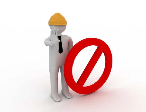 3d man and stop symbol — Stock Photo, Image