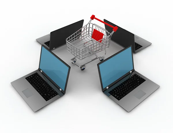3D online shopping concpet — Stockfoto