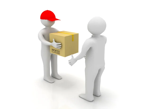 Worker delivering a package to a businessman — Stock Photo, Image