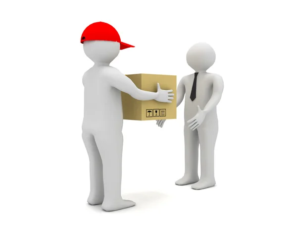 Worker delivering a package to a businessman — Stock Photo, Image