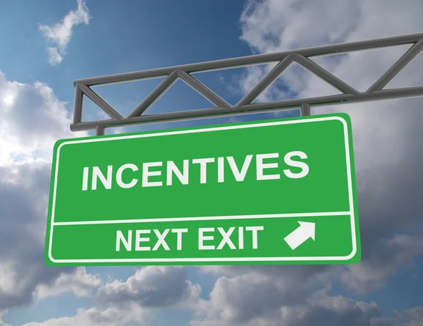 Green overhead road sign with an Incentives — Stock Photo, Image