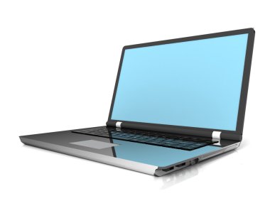 3d dizüstü bilgisayar üzerinde beyaz izole