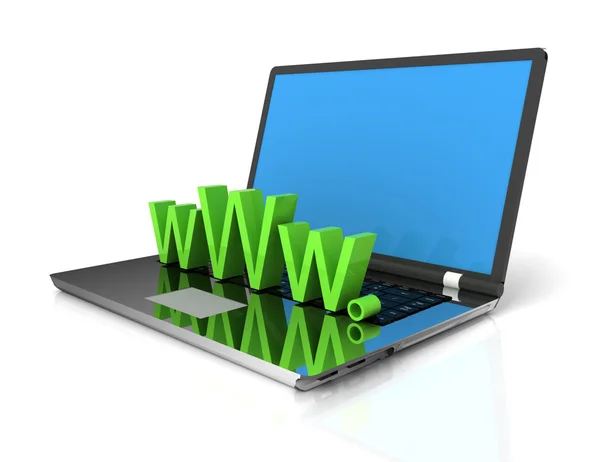 3D ноутбук, показывающий www — стоковое фото