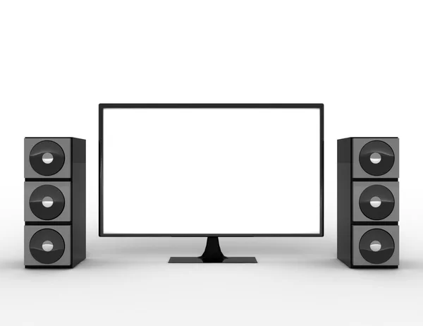 Television with surround sound speakers — Stock Photo, Image