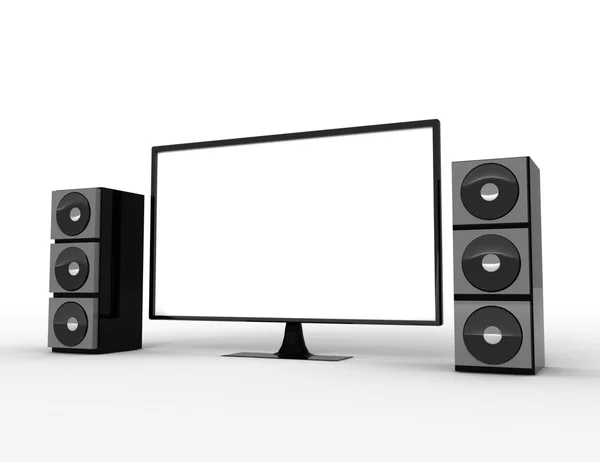 Television with surround sound speakers — Stock Photo, Image