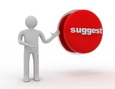 3D insanlar - dostum, kişi ve bir düğme ile kelime 