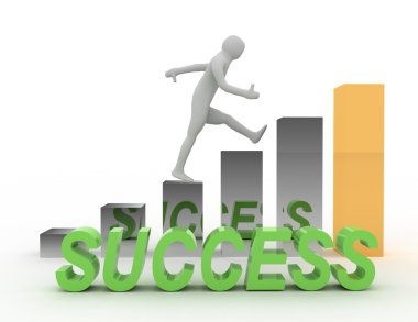 3D konsepti ile çubuk grafik grafik başarı