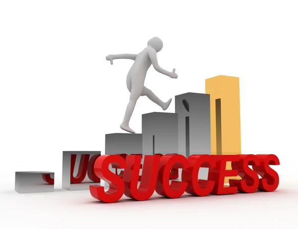 Success 3D Concept  with Bar Chart Graph — Stock Photo, Image