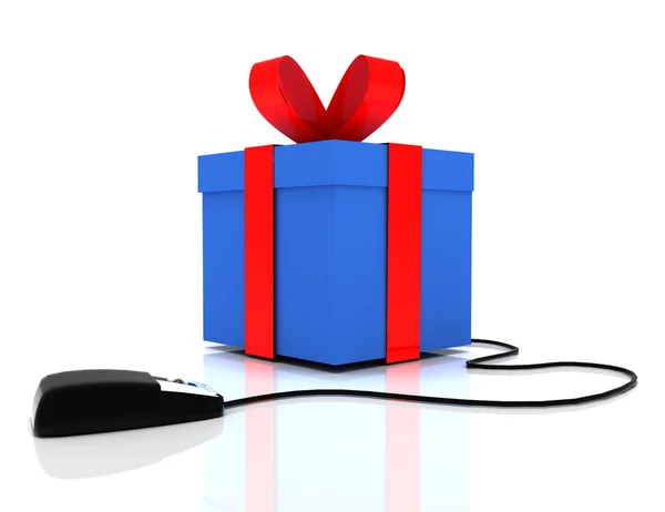 3d concept de cadeau en ligne — Photo