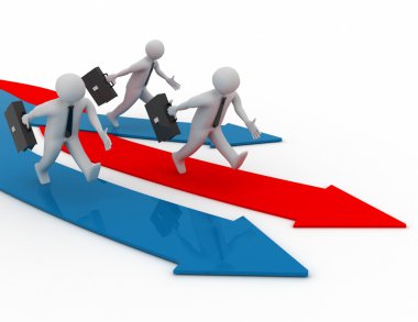 insan ırkının rekabet 3d insan. başarı kazanan kavramı.