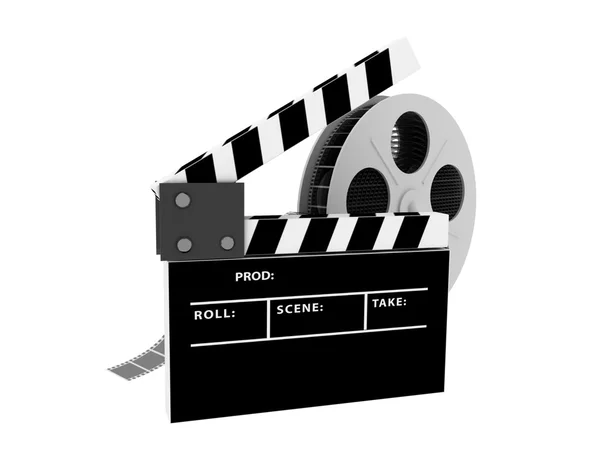 白い背景の 3 d 映画のクラッパー — ストック写真
