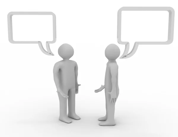 3d men with empty speech bubbles above them. — Stock Photo, Image