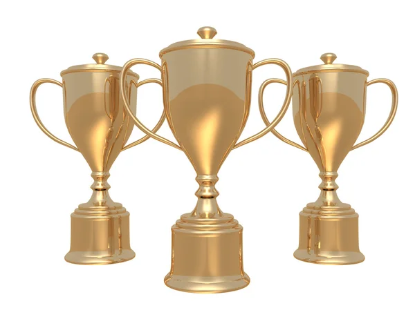 Golden  trophy cups on white background — Stock Photo, Image