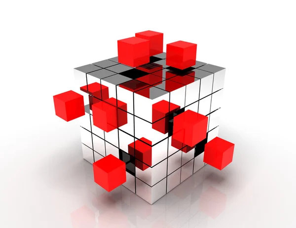 Teamwork business concept - cube assembling from blocks — Stock Photo, Image