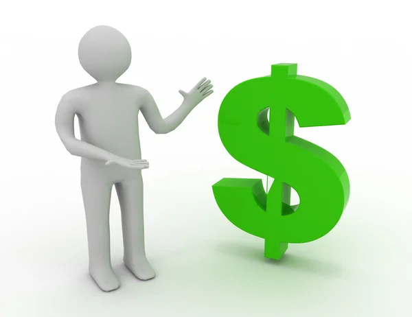 3D σύμβολο δολαρίου και ο άνθρωπος. επιχειρηματική ιδέα — Φωτογραφία Αρχείου
