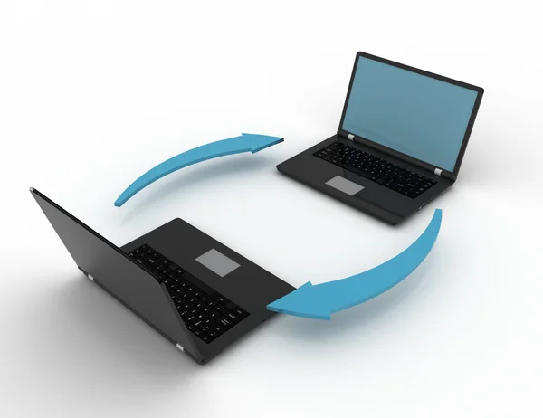 Laptop exchange on white background — Stock Photo, Image