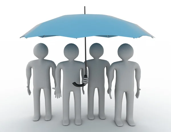 3D ludzie - mężczyźni, osoby pod parasolem. Przywództwo i zespół — Zdjęcie stockowe