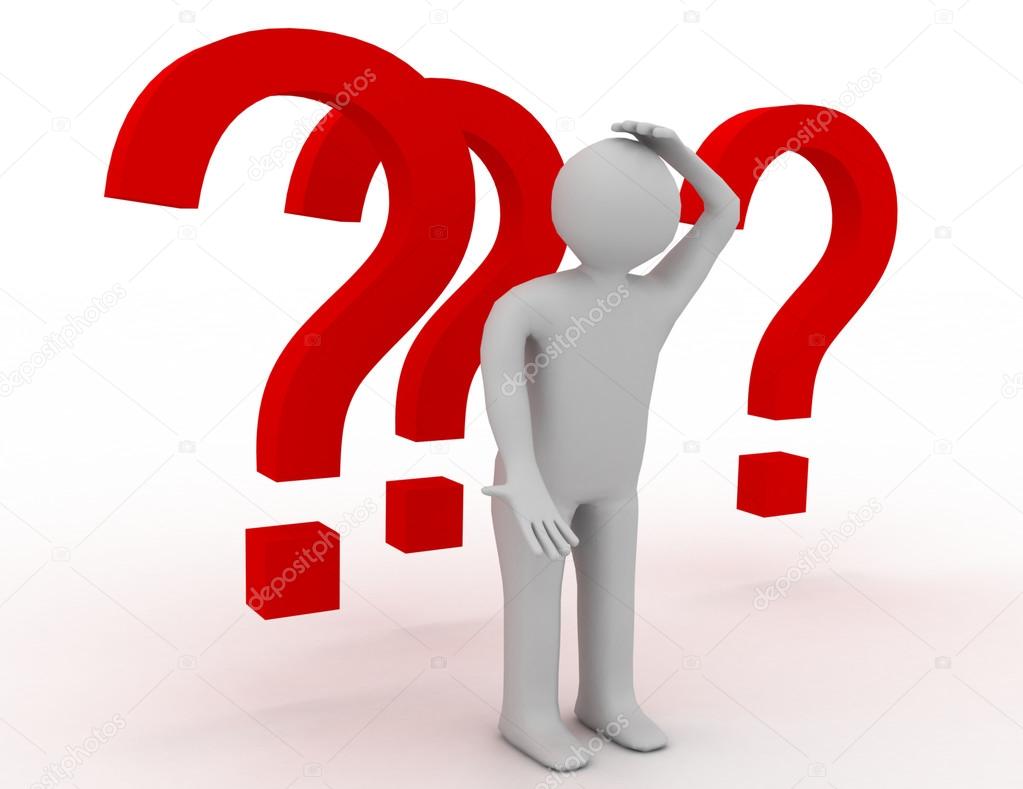 3d people - man, person with a big question marks Stock Photo by 