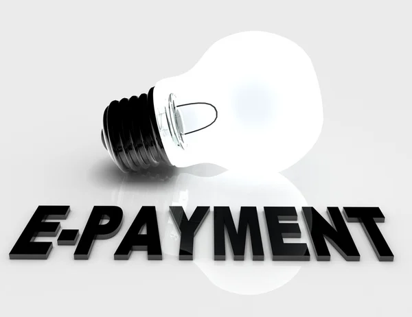 E-Payment concept - gloeilamp op witte achtergrond met tekst — Stockfoto
