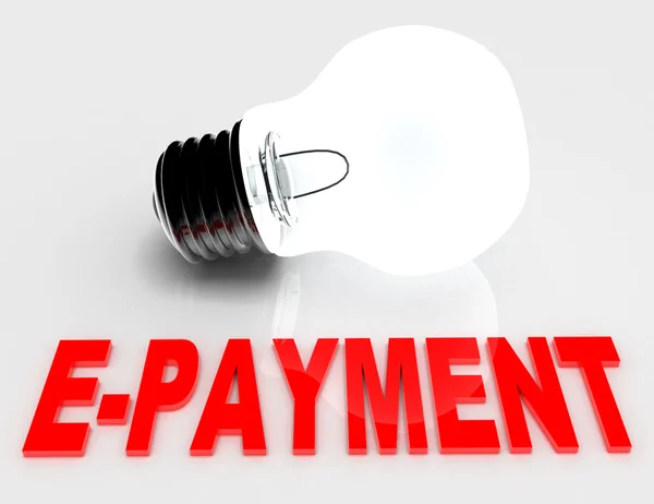 E-Payment concept - lampadina su sfondo bianco con testo — Foto Stock