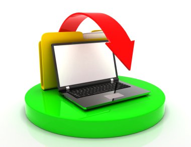 laptop ve dosya klasör. veri kavramı transferi