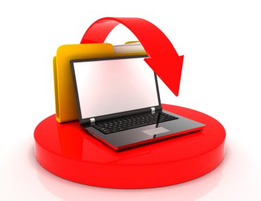 laptop ve dosya klasör. veri kavramı transferi