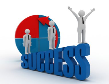 Grafik başarı kavramı. 3D çizim