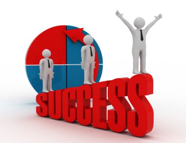 Grafik başarı kavramı. 3D çizim