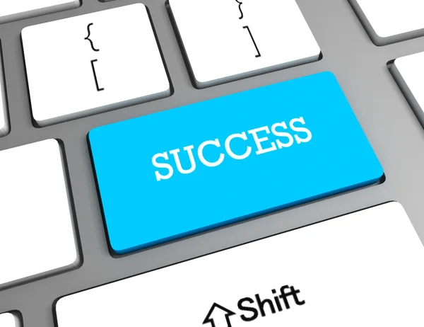 Success in business concept with key on computer keyboard, 3d re — Stock Photo, Image