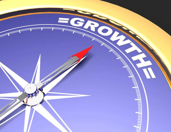 Abstraktní kompas s jehlou slovo růstu. růst co — Stock fotografie