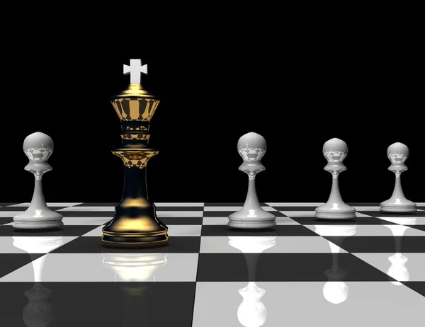 3d 체스 킹 고 폰입니다. 지도자 개념 — 스톡 사진