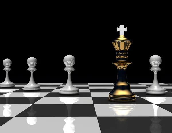 3d chess king and pawn. leader concept — Stock Photo, Image