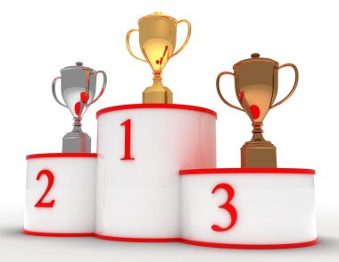 cups ile 3D Kazananlar Kaide. başarı kavramı