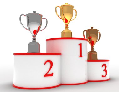 cups ile 3D Kazananlar Kaide. başarı kavramı