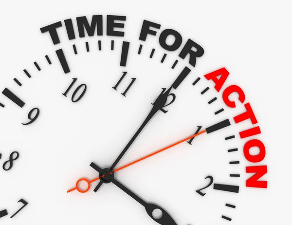 Reloj abstracto 3d con tiempo de palabra para la acción. concepto de tiempo —  Fotos de Stock