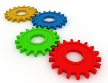 renkli vites. 3D iş kavramı