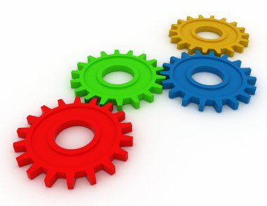 renkli vites. 3D iş kavramı