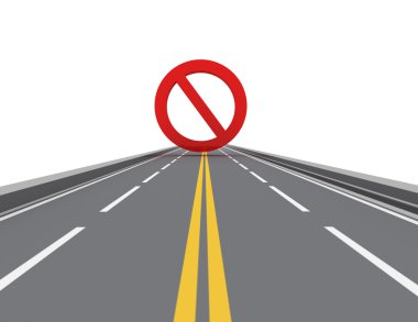 Prohibiting sign on road. Isolated 3D image clipart