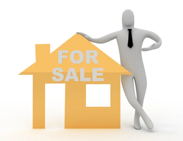 Haus zum Verkauf zeigt Immobilie auf dem Markt — Stockfoto