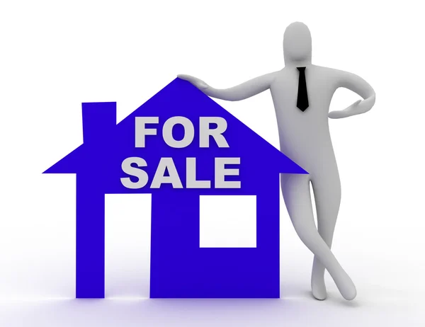 Haus zum Verkauf zeigt Immobilie auf dem Markt — Stockfoto