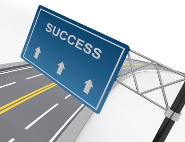 yol işareti başarı etiketi ile soyut 3d çizimi