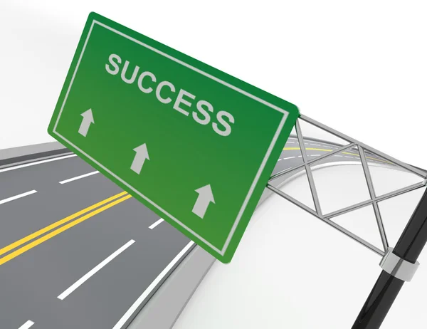 Abstract 3d illustration of road sign with success label — Stock Photo, Image