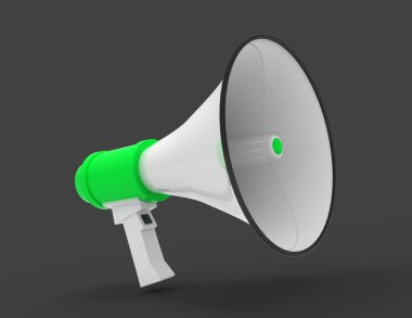 Retro megafon siyah bir arka plan. 3D render