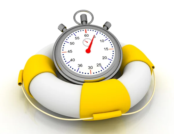 Fast first help concept. Stopwatch in lifebuoy — Stock Photo, Image