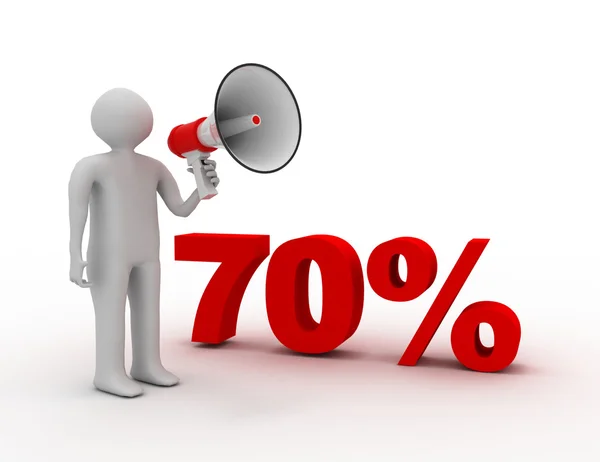 3d illustration. White people with red percent sign. discount co — Stock Photo, Image