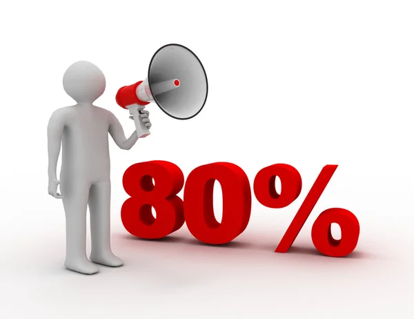 3d illustration. White people with red percent sign. discount co — Stock Photo, Image