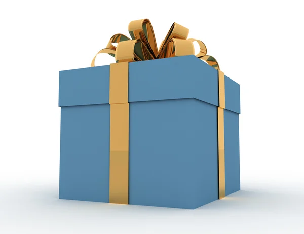 Gift box with bows isolated on white. 3D rendering. — Stock Photo, Image