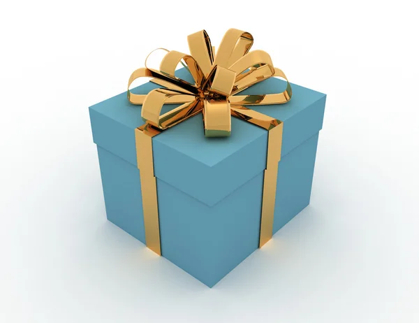 Gift box with bows isolated on white. 3D rendering. — Stock Photo, Image