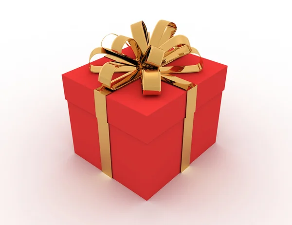 Gift box with bows isolated on white. 3D rendering. — Stock Photo, Image