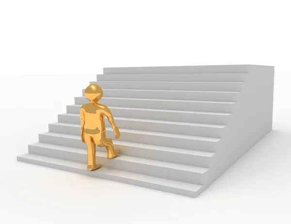 3 d の人は階段を登るします。成功のコンセプト — ストック写真